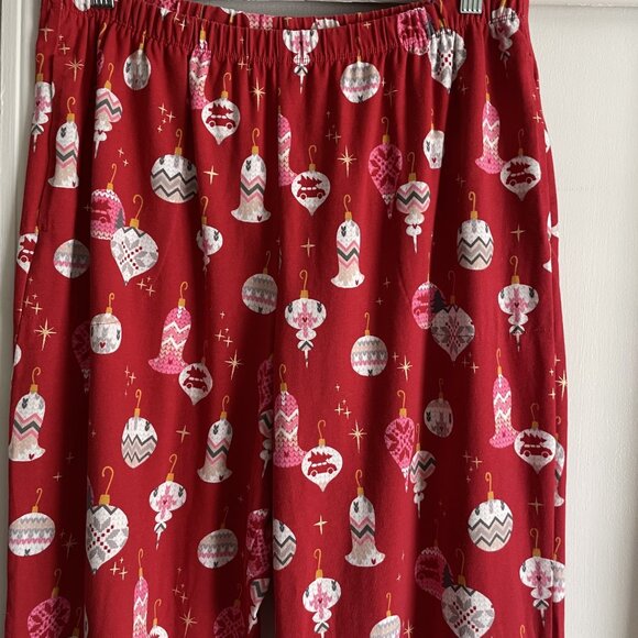 BedHead Flannel NWOT Holiday Bell Ornaments Print Pajama Lounge Pants Size M Red - Picture 7 of 9